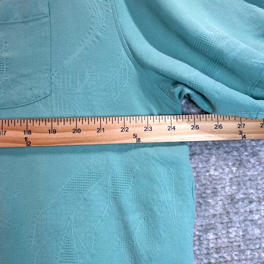 Tommy Bahama Mens XL‎ Silk Camp Shirt Aqua Blue Floral Jacquard Short Sleeve